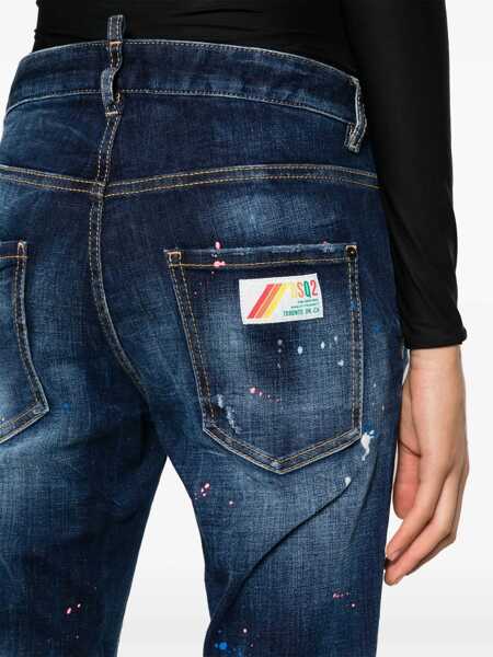 Blugi skinny DSQUARED2 Sketch Detailed Cool Girl Fit Denims 14Cm Blue Femei (BM 17112371) 5