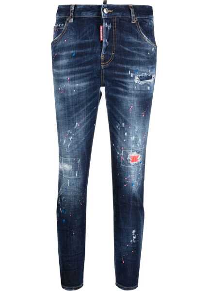 Blugi skinny DSQUARED2 Sketch Detailed Cool Girl Fit Denims 14Cm Blue Femei (BM 17112371) 1