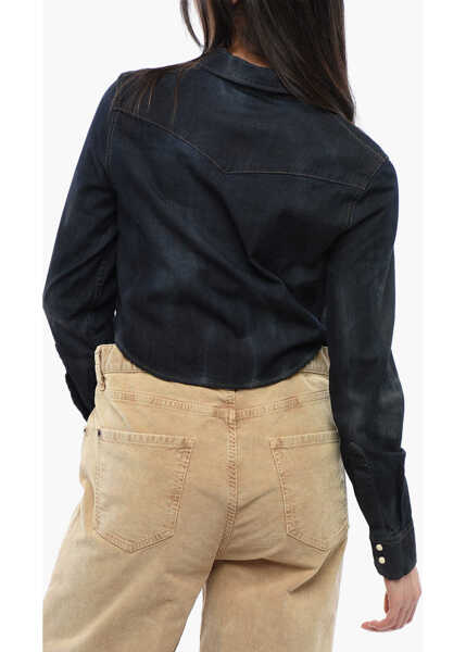 Camasi de blugi DSQUARED2 Dark Washed Denim Western Crop Shirt Blue Femei (BM 17112425) 2
