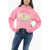 DSQUARED2 Brushed Cotton Camping Out Cropped Fit Hoodie Pink