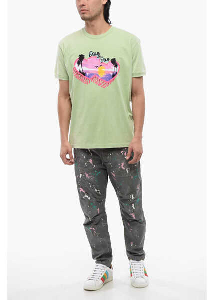 Tricouri DSQUARED2 Beach Print Muscle Fit T-Shirt Green Barbati (BM 17112452) 4