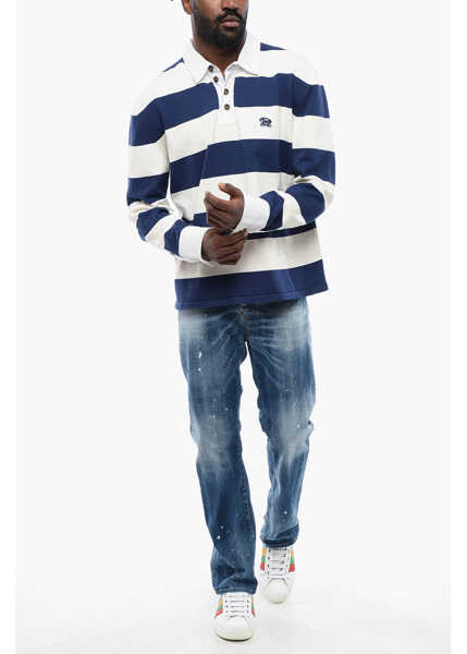 Tricouri Polo DSQUARED2 Polo A Long-Sleeve A Striped Blue Barbati (BM 17112461) 4