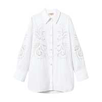 Camasi White Shirt With All-Over Lace Embroidery In Cotton Woman Femei