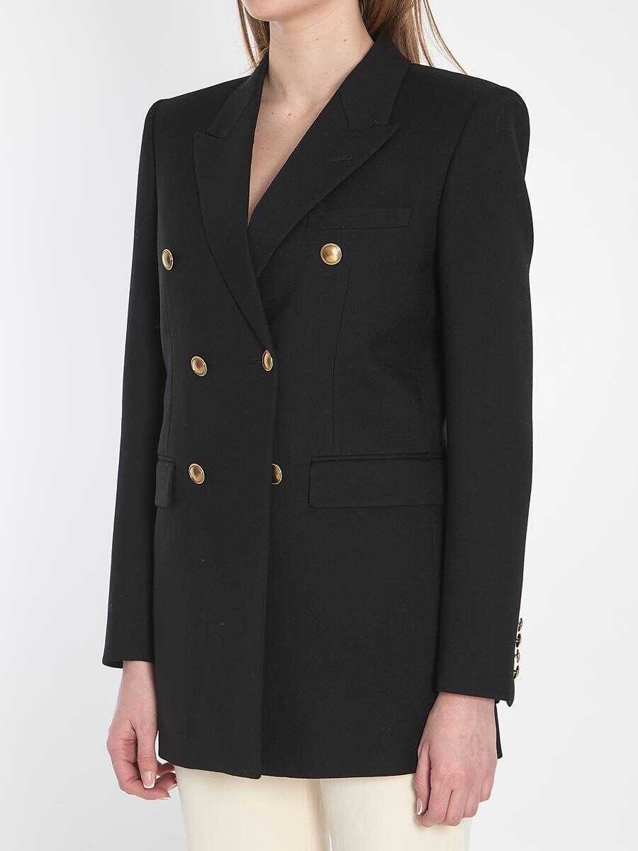 Sacouri Saint Laurent Wool Double-Breasted Jacket Black Femei (BM 17116546) 2
