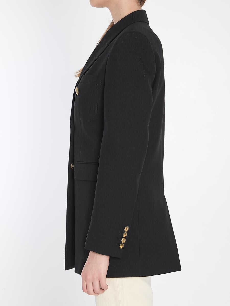 Sacouri Saint Laurent Wool Double-Breasted Jacket Black Femei (BM 17116546) 3