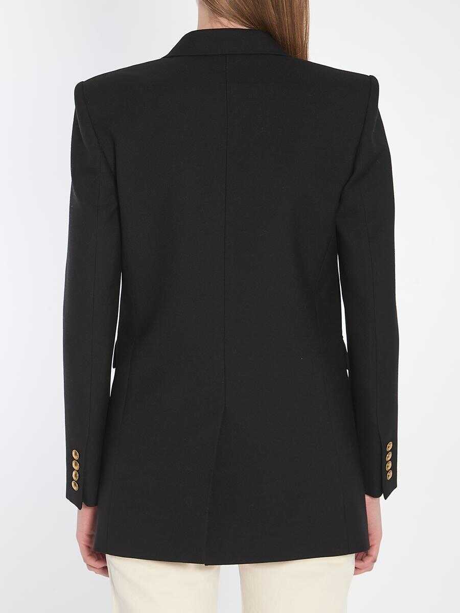 Sacouri Saint Laurent Wool Double-Breasted Jacket Black Femei (BM 17116546) 4