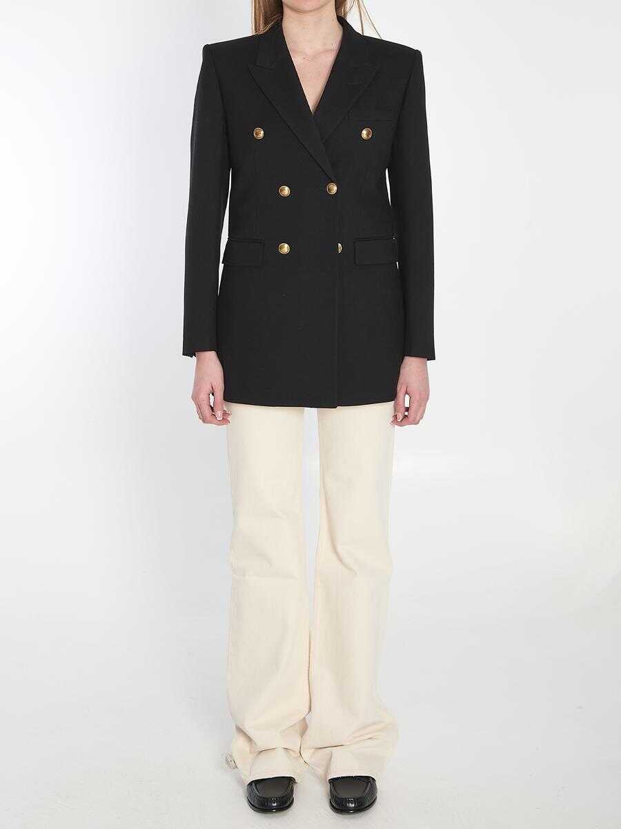Sacouri Saint Laurent Wool Double-Breasted Jacket Black Femei (BM 17116546) 5