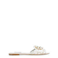 Mocasini Dolce & Gabbana White Flat Sandals Femei