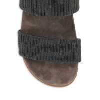 Sandale Brunello Cucinelli Dama - Balerini Brunello Cucinelli Grey Sandals With Monile Decoration And Round Open Toe In Suede And Cotton Woman GREY Femei (BM 17124490) - B-mall.ro
