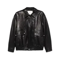 Geci DUNST Black Jacket With Pockets On The Front And Elastic Hem In Leather Man