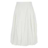 Fuste White Skirt With Balloon Design And Pleated Details In Cotton Blend Woman Femei