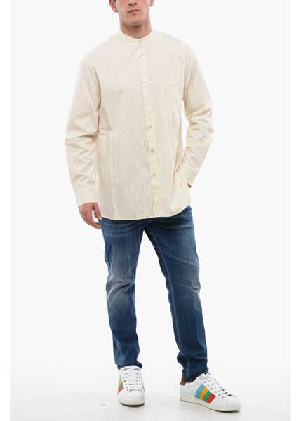 Camasi casual Birkenstock Tekla Cotton Poplin Striped Shirt Beige Barbati (BM 17128019) 4