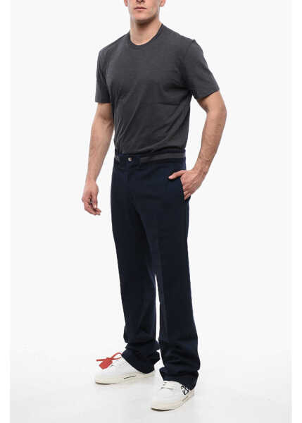 Pantaloni casual Off-White Varsity Tech Drill Pants With Elastic Waist Blue Barbati (BM 17128022) 4