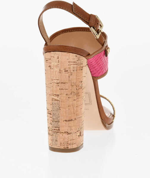 Sandale cu toc DSQUARED2 Snake Leather Essential Sandals With Cork Heel 12Cm Multicolor Femei (BM 17128052) 2