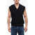 Viktor & Rolf Cable Knit Cotton Blend Vest With V Neck Blue