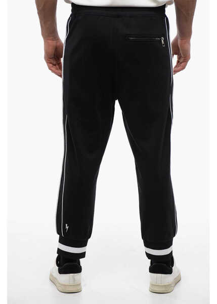 Pantaloni de trening Neil Barrett Low Rise Modernist Sweatpants With Biker Detail Black Barbati (BM 17128346) 2