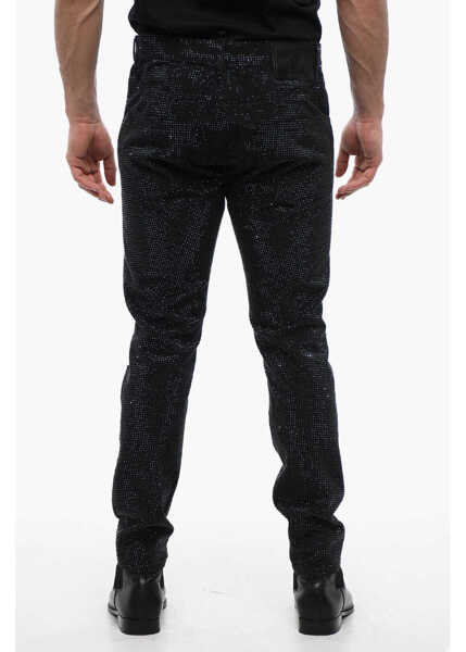 Blugi drepti DSQUARED2 All-Over Rhinestoned Denims Black Barbati (BM 17128379) 2