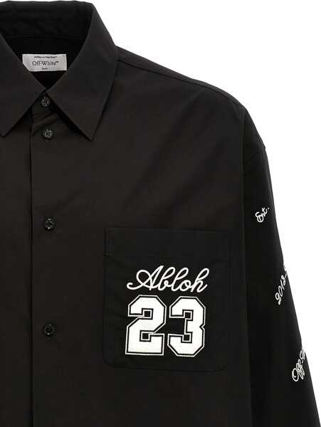 Camasi casual Off-White Embroidered 23 Cotton Shirt Black Barbati (BM 17128394) 4