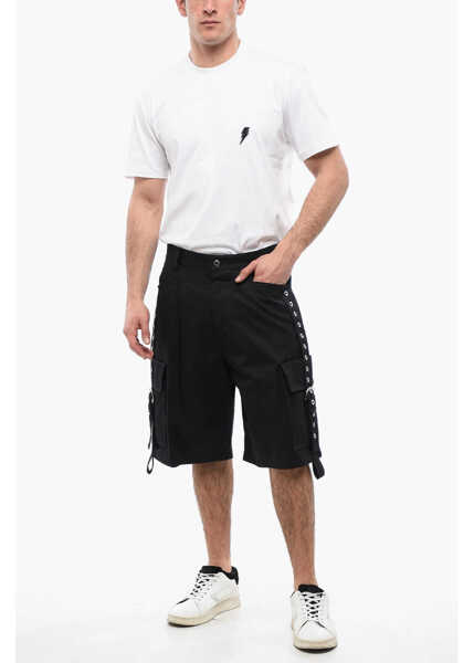 Pantaloni scurti Off-White Cotton Cargo Shorts With Eyelets And Buckles Black Barbati (BM 17128400) 4