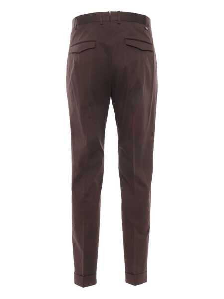 Pantaloni casual PT TORINO Trousers - MASTER, 1 Pleat, Diagonal Pockets, Flap Back Pockets, Turn-Up Brown Barbati (BM 17128663) 2