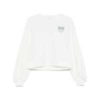Pulovere White Crewneck Sweatshirt With Love Birds Logo On The Chest In Cotton Woman Femei