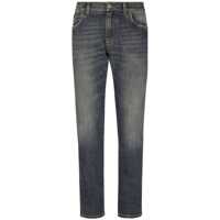 Blugi Blue Skinny Jeans With Logo Plaque At The Back In Stretch Cotton Denim Man Barbati