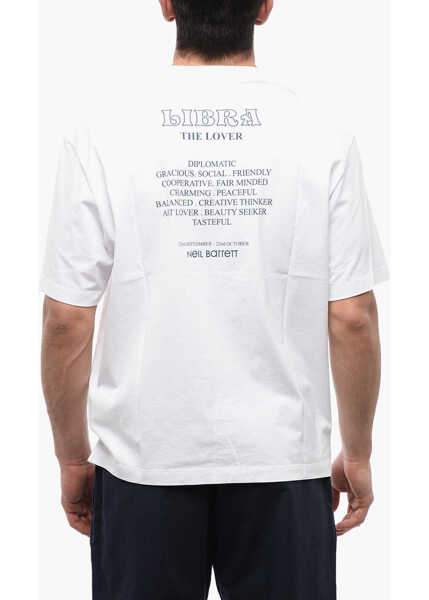 Tricouri Neil Barrett Cotton Libra Rockband Slim Fit T-Shirt White Barbati (BM 17136683) 2