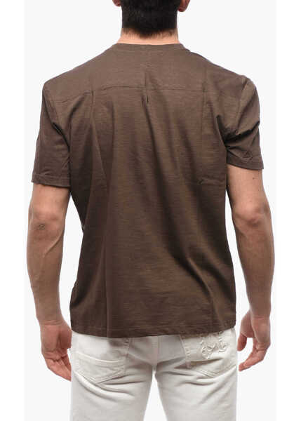 Tricouri Neil Barrett Monochrome Yoke Back Cotton T-Shirt Brown Barbati (BM 17136878) 2