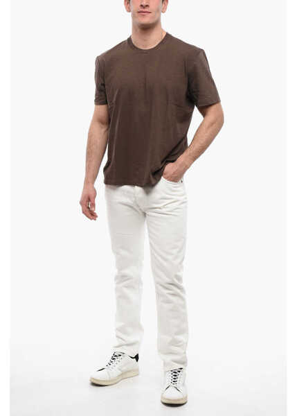 Tricouri Neil Barrett Monochrome Yoke Back Cotton T-Shirt Brown Barbati (BM 17136878) 4