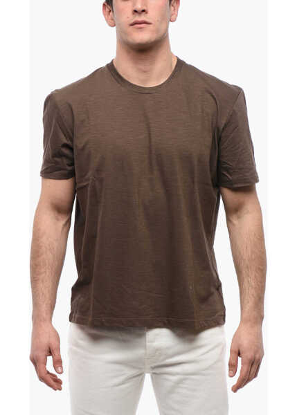 Tricouri Neil Barrett Monochrome Yoke Back Cotton T-Shirt Brown Barbati (BM 17136878) 1