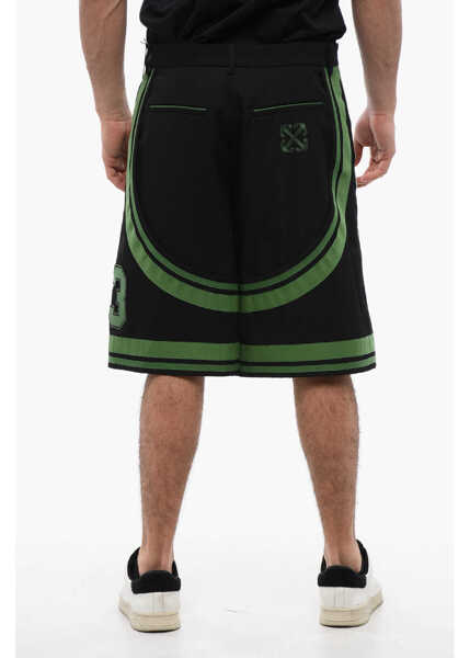 Pantaloni scurti Off-White Patched Varsity Shorts With Tape Details Black Barbati (BM 17136947) 2