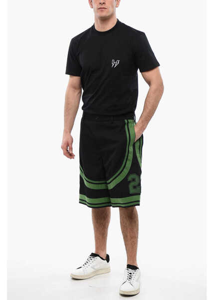 Pantaloni scurti Off-White Patched Varsity Shorts With Tape Details Black Barbati (BM 17136947) 4