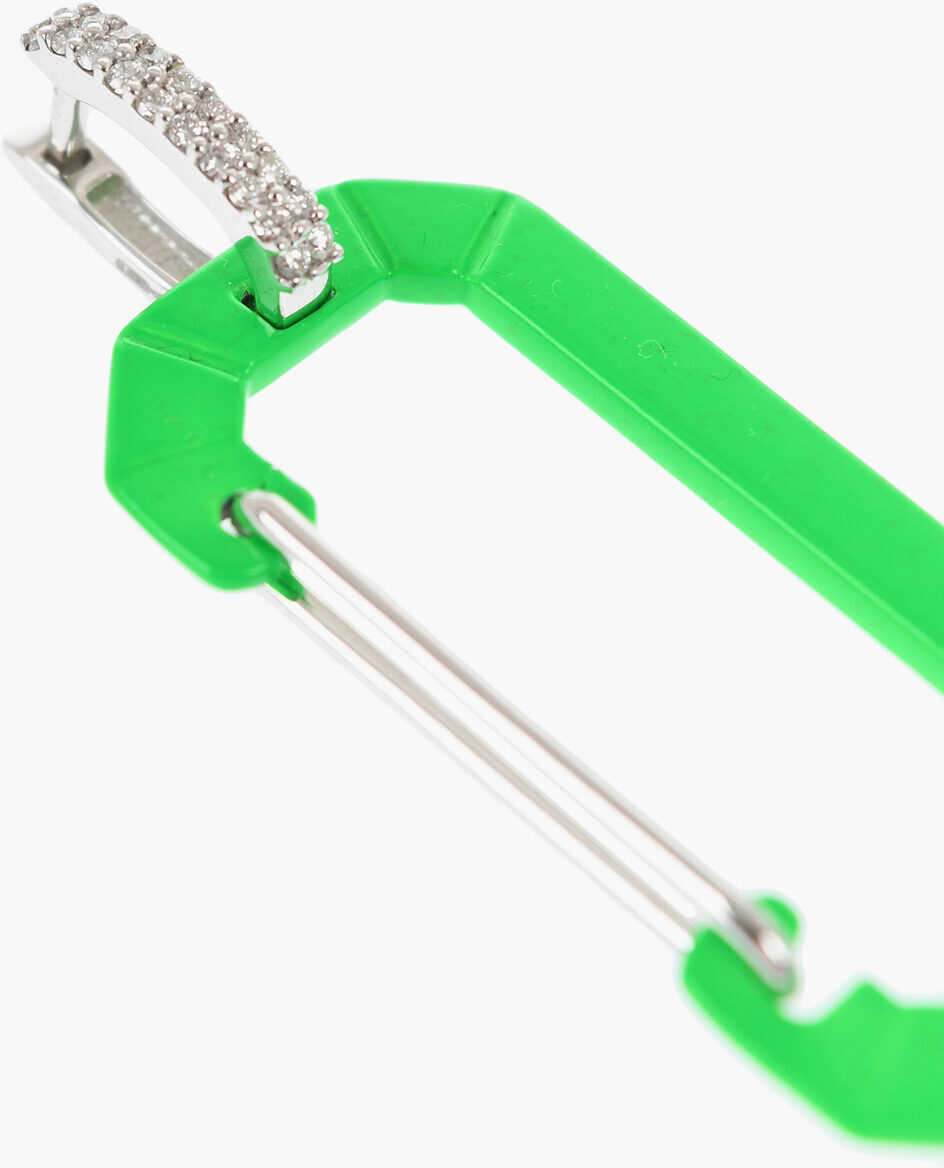 Cercei ERA 18K White Gold Chiara Single Earring With Snap Hook Green Femei (BM 17136950) 3