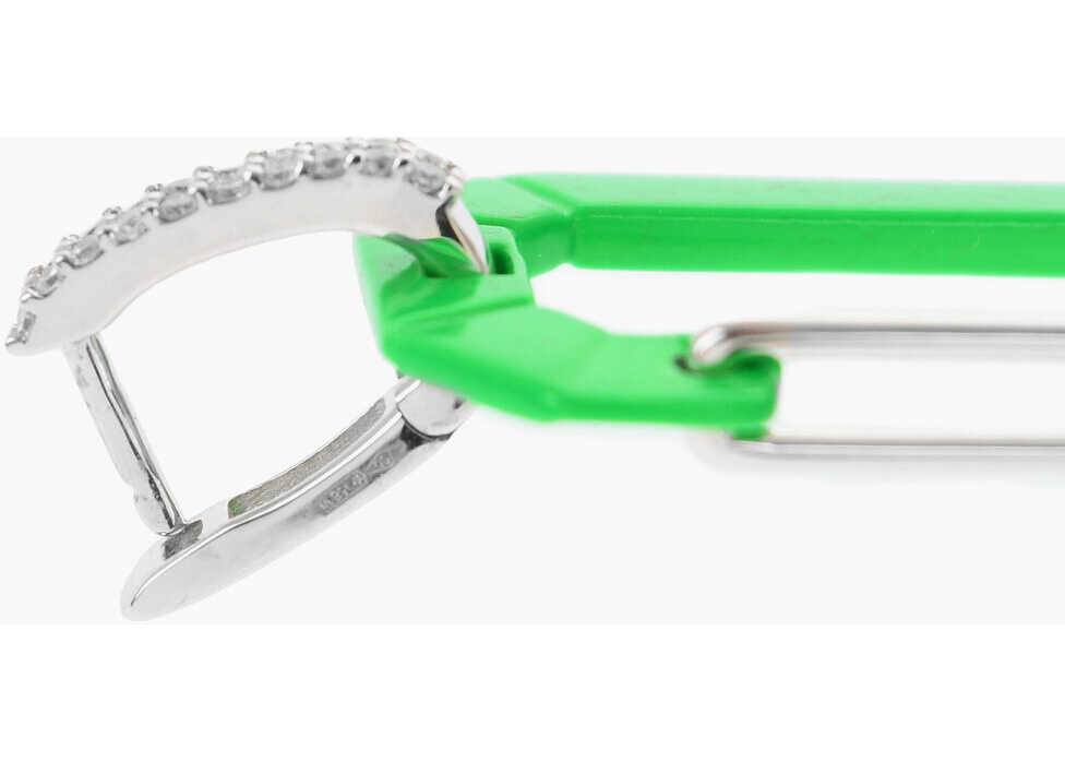 Cercei ERA 18K White Gold Chiara Single Earring With Snap Hook Green Femei (BM 17136950) 4