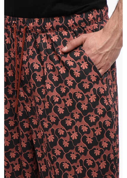 Pantaloni casual Viktor & Rolf Floral Patterned Pajama Pants With Drawstring Red Barbati (BM 17136980) 3