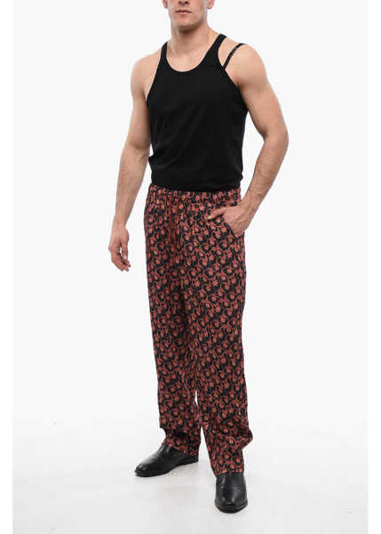 Pantaloni casual Viktor & Rolf Floral Patterned Pajama Pants With Drawstring Red Barbati (BM 17136980) 4