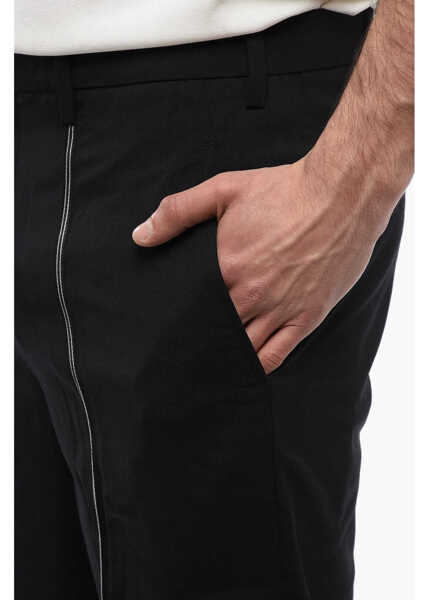 Pantaloni casual Neil Barrett Wool Blend Tape Slim Fit Chinos Pants Black Barbati (BM 17137061) 3