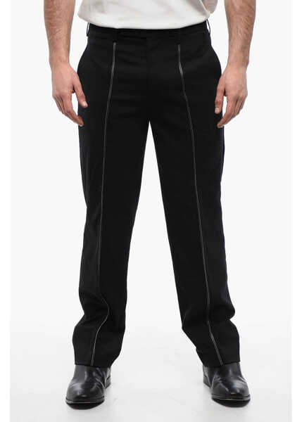 Pantaloni casual Neil Barrett Wool Blend Tape Slim Fit Chinos Pants Black Barbati (BM 17137061) 1
