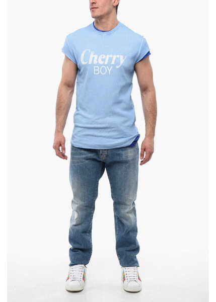 Tricouri DSQUARED2 Layered Cherry Boy T-Shirt With Choke Fit Blue Barbati (BM 17137091) 4