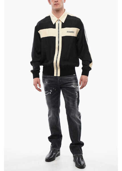 Camasi casual DSQUARED2 Satin Club Shirt With Zip Black Barbati (BM 17137148) 4