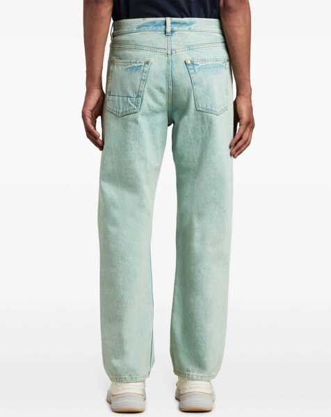 Blugi drepti Palm Angels Straight Fit Overdye Logo Denims With Belt Loops 24Cm Light Blue Barbati (BM 17137286) 5