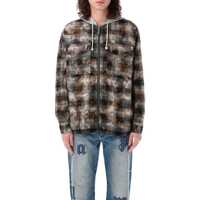 Geci Palm Angels Curved Logo Check Padded Overshirt Barbati