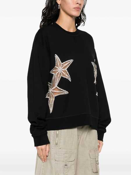 Bluze de trening DSQUARED2 Crew Neck Star Sweatshirt With See-Through Inserts And Rhine Black Femei (BM 17150459) 3