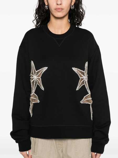 Bluze de trening DSQUARED2 Crew Neck Star Sweatshirt With See-Through Inserts And Rhine Black Femei (BM 17150459) 5