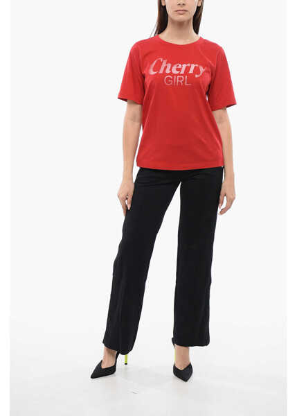 Tricouri DSQUARED2 Crew Neck Cherry Girl Cotton T-Shirt Red Femei (BM 17150462) 4