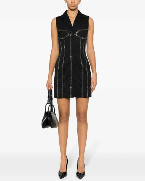 Sacouri Off-White Rhinestoned Sleeveless Blazer Dress Black Femei (BM 17150474) 2