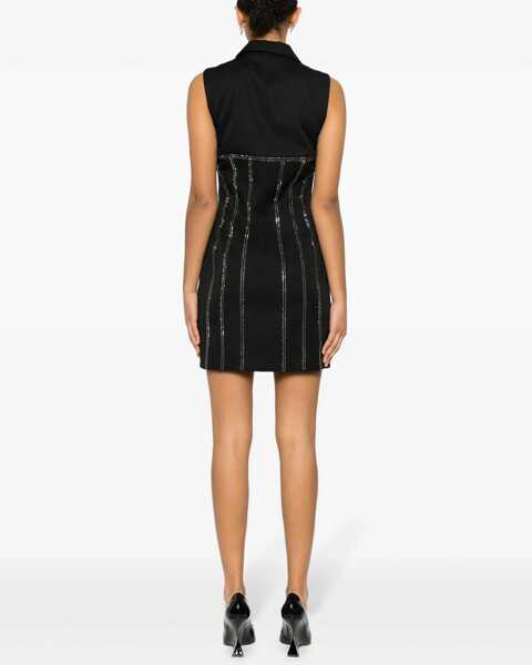 Sacouri Off-White Rhinestoned Sleeveless Blazer Dress Black Femei (BM 17150474) 4