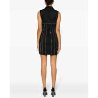 Sacouri Off-White Dama - Sacouri Off-White Rhinestoned Sleeveless Blazer Dress Black Femei (BM 17150474) - B-mall.ro