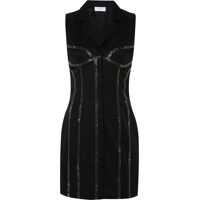 Sacouri Rhinestoned Sleeveless Blazer Dress Femei