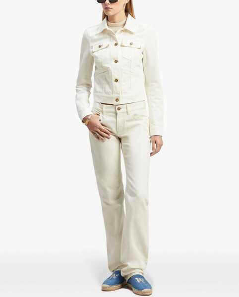 Blugi drepti Palm Angels Straight Fit Jeans Embroidered Logo White Femei (BM 17150483) 2